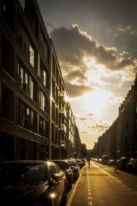 Berlin Mitte sunset sky in the city