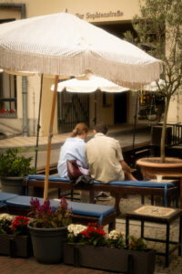 Berlin Mitte umbrellas and people