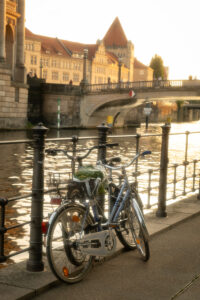Berlin Mitte bicycles near the river