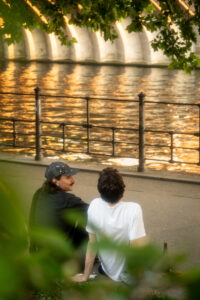 Berlin Mitte people talking in the street