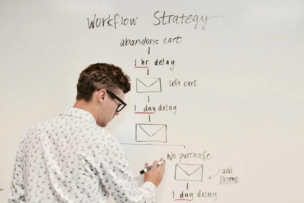 Man creates marketing strategy for studio photography
